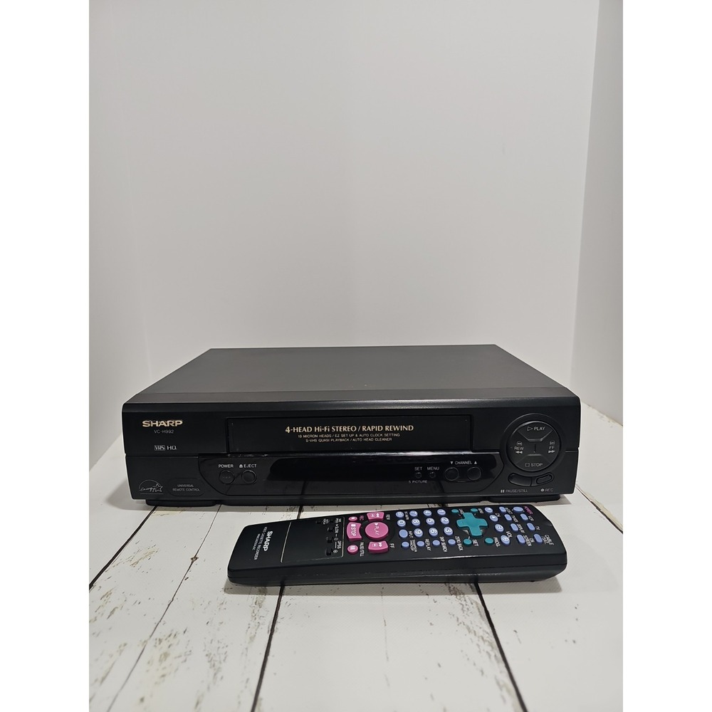Sharp VC-H992U 4-Head VHS VCR Video Cassette Recorder Tested Working With Remote